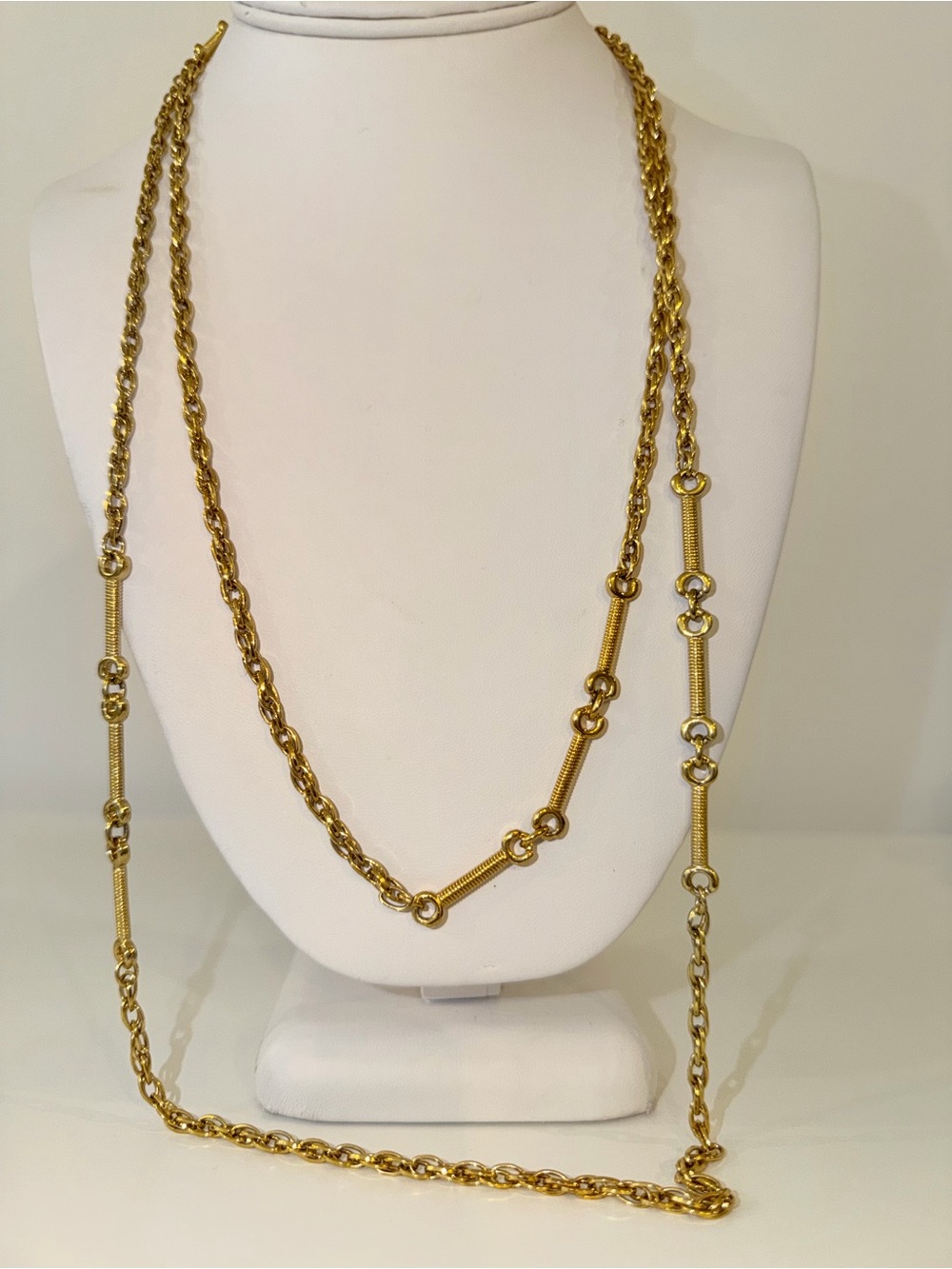 Vintage Signed Monet Gold-Tone Extra Long Necklace